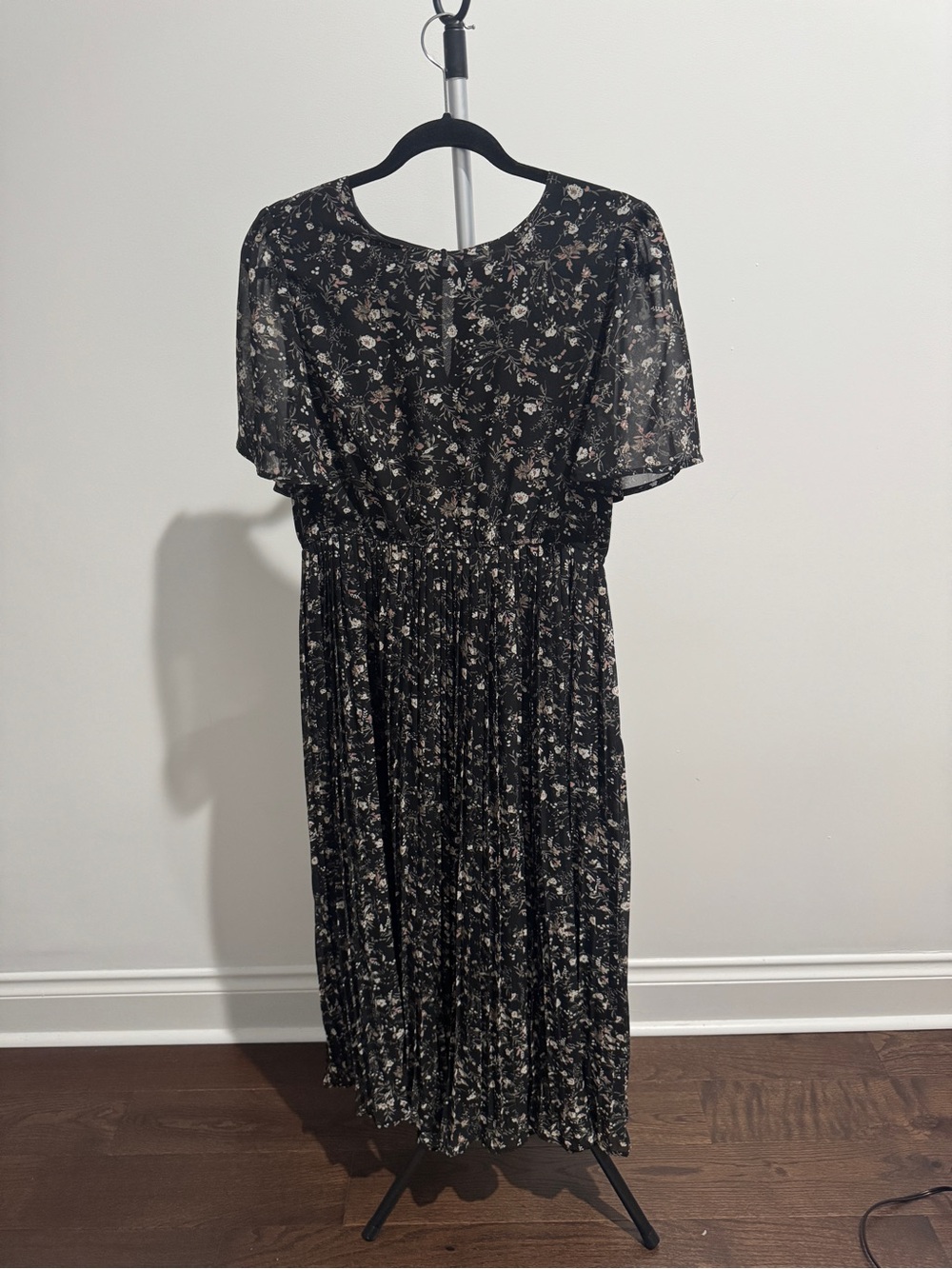 Hayden Black Floral Maxi Dress with Cream and Pink Accents